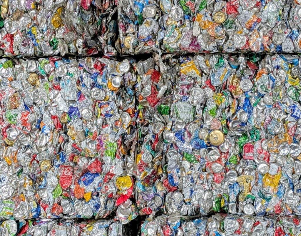 sorted aluminum at recycling center